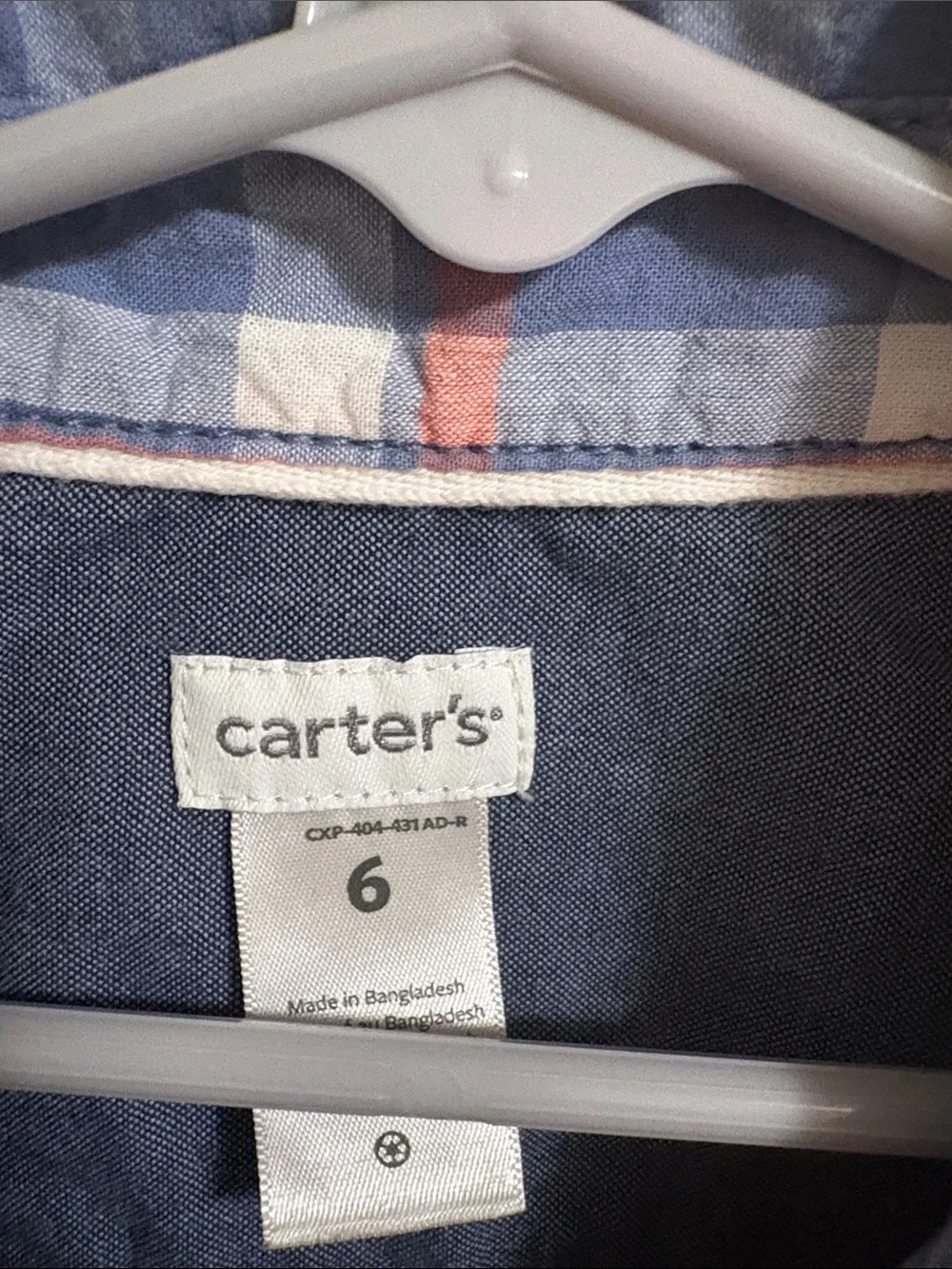 Carter's Blue and Orange Plaid Boys Button-Up Shirt
